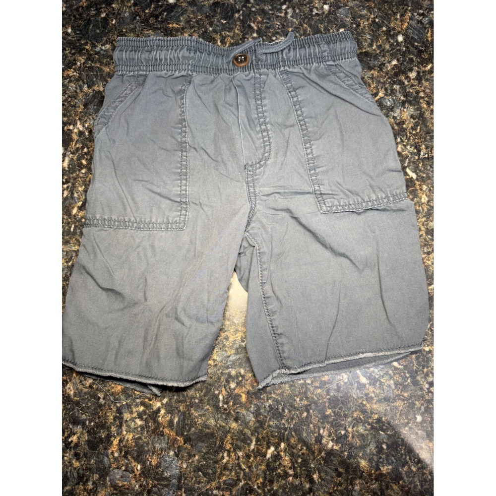 OshKosh Bgosh Boys Charcoal Gray Canvas Utility Shorts Elastic Waist Size 7/7A